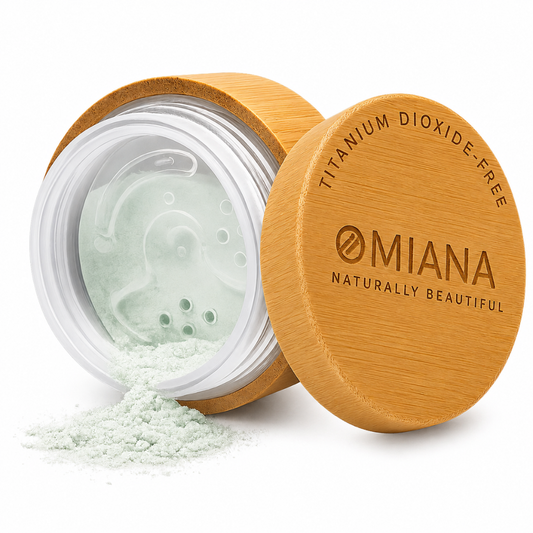 Titanium Dioxide Free Loose Powder Mineral Color Corrector for Redness in sustainable packaging | Omiana