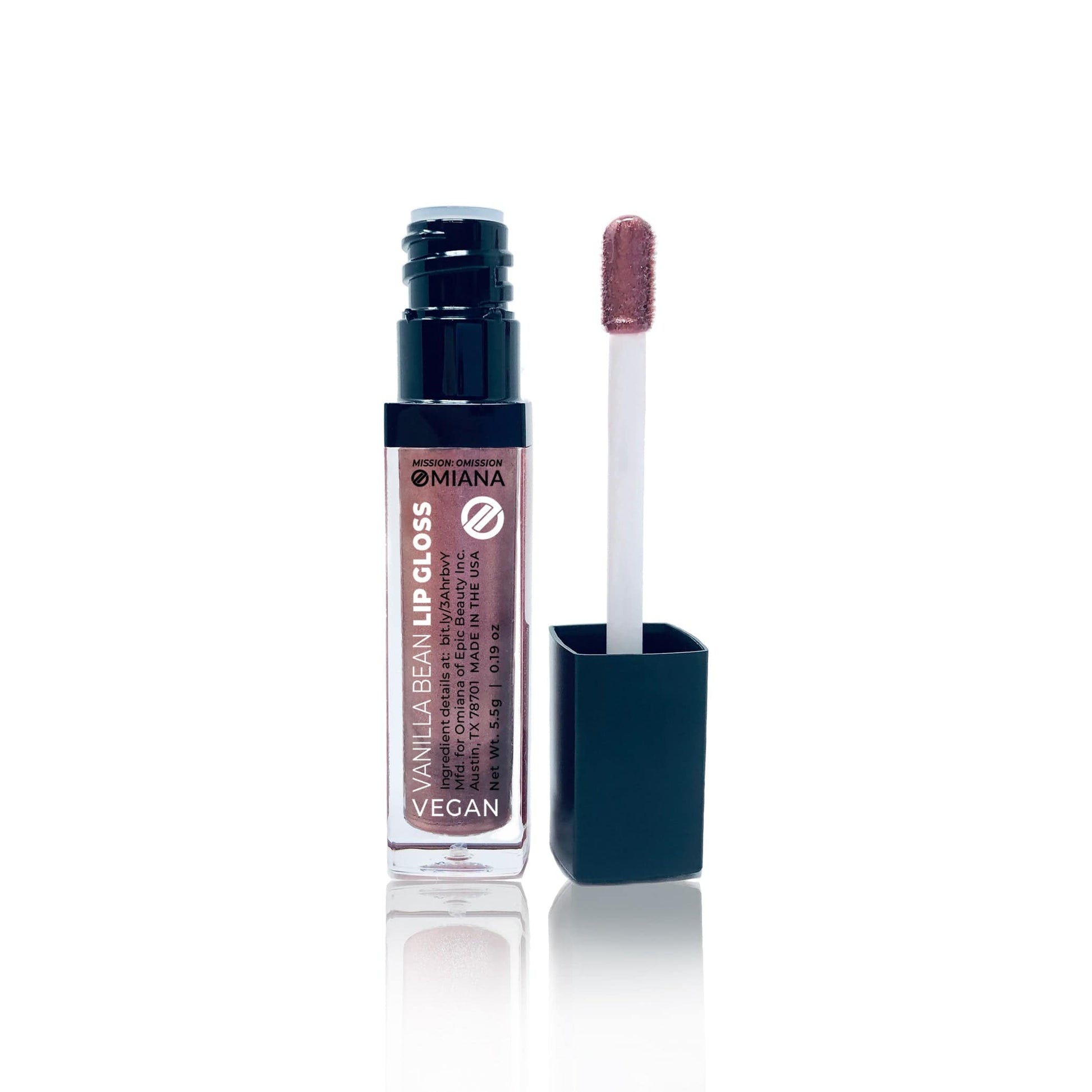 Omiana Natural Cosmetics Lipgloss Sugar Plum'd Pie Vegan Vanilla Bean Lip Gloss - Paraben-Free, Carmine-Free, Mica-Free Options
